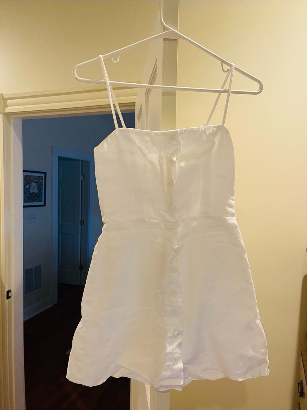 Reformation White Spaghetti-Strap Mini Dress